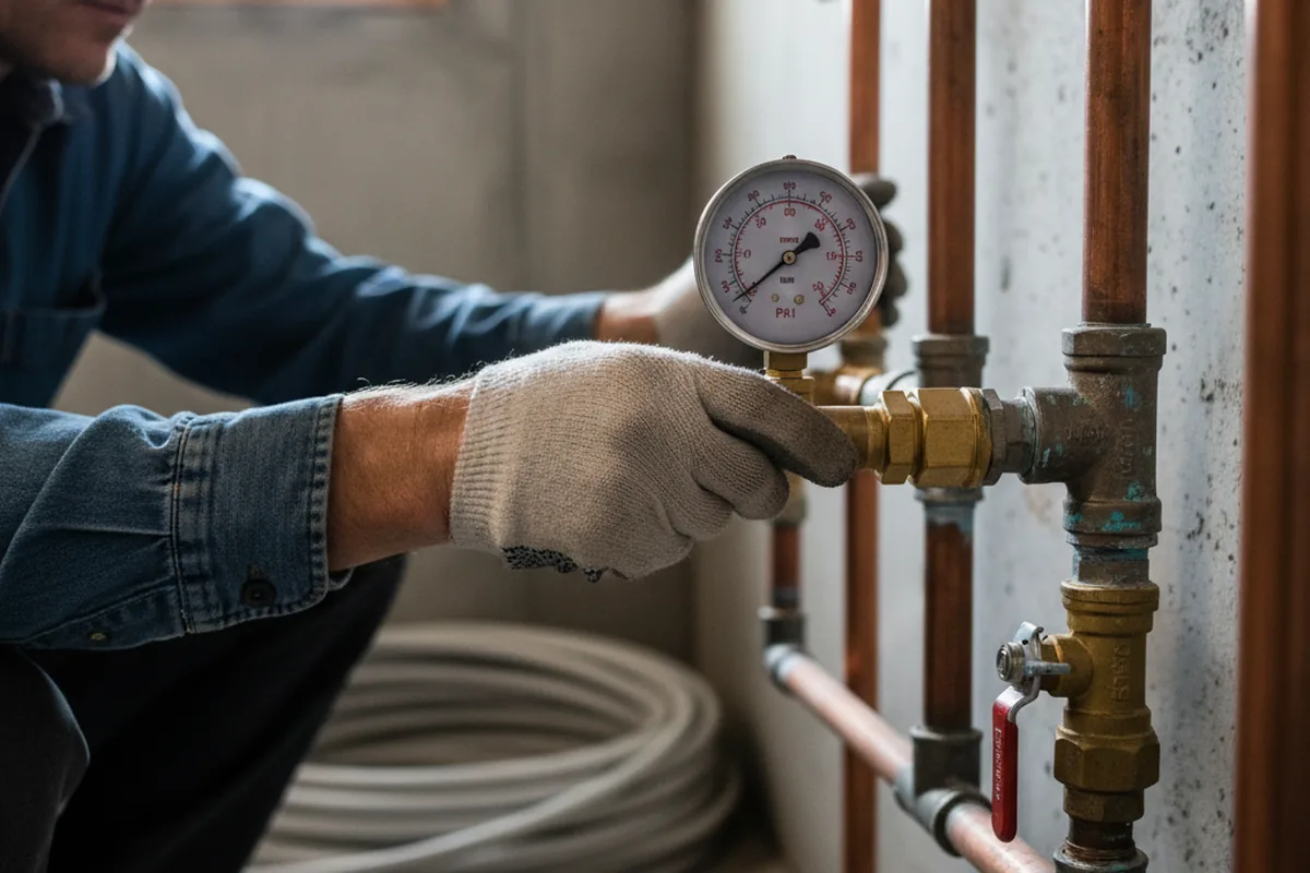 Pressure testing a repaired line during Water Line Repair in Dunfermline